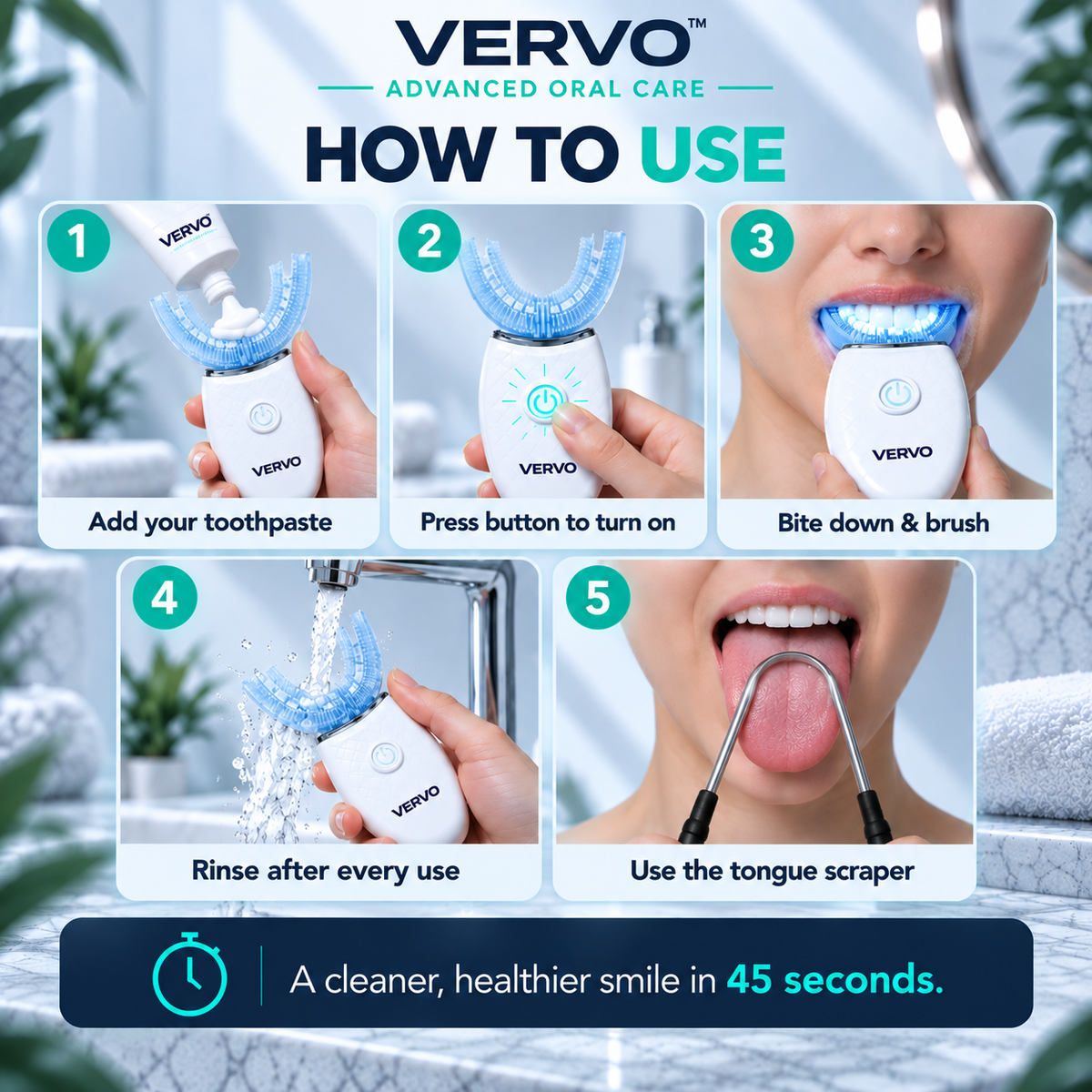Vervo™ 360 — U-Shaped Electric Toothbrush